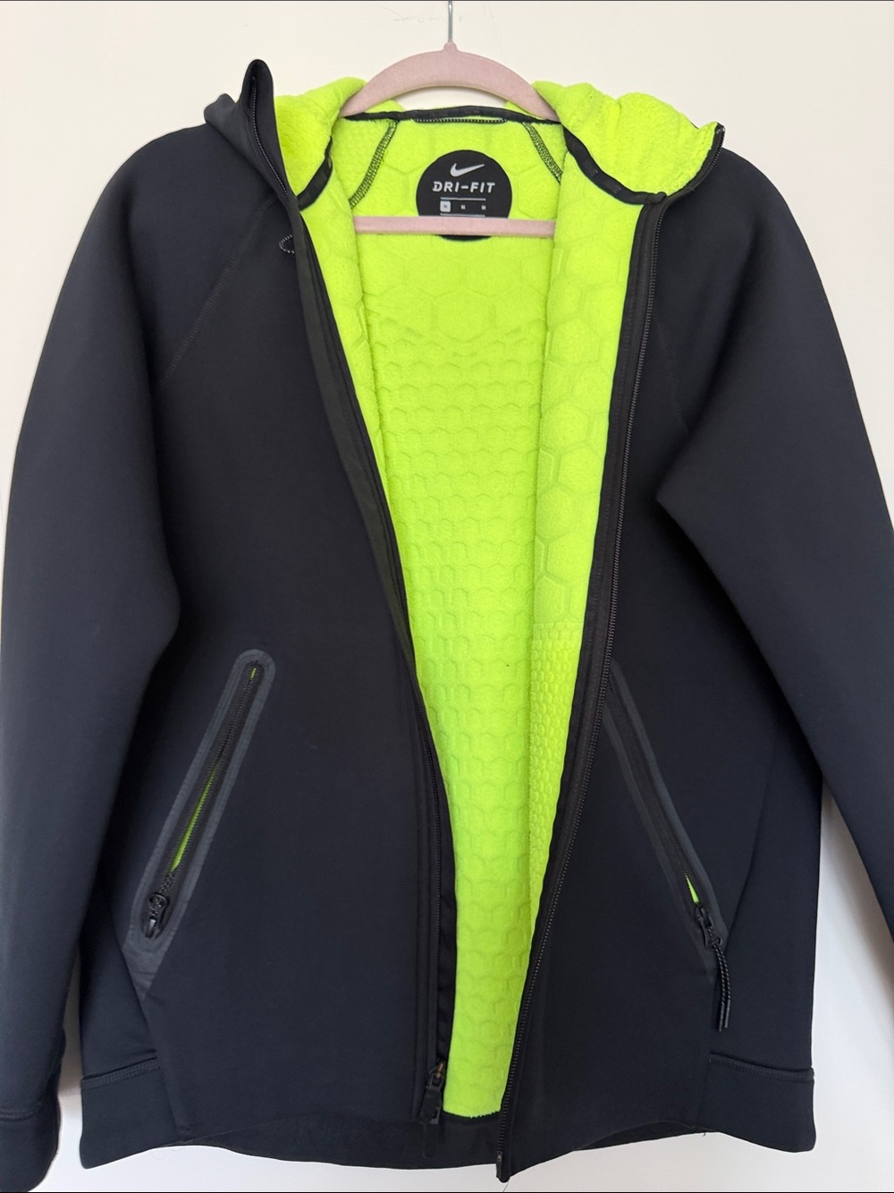 Nike Black Hooded Jacket with Neon Lime Interior